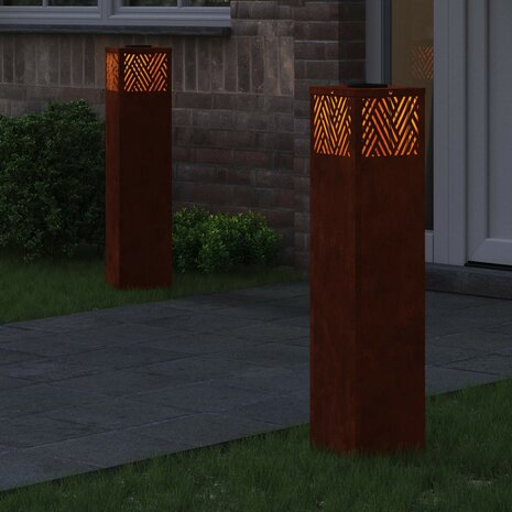 Solar LED Padverlichting 2 pcs Brons Cortenstaal 3