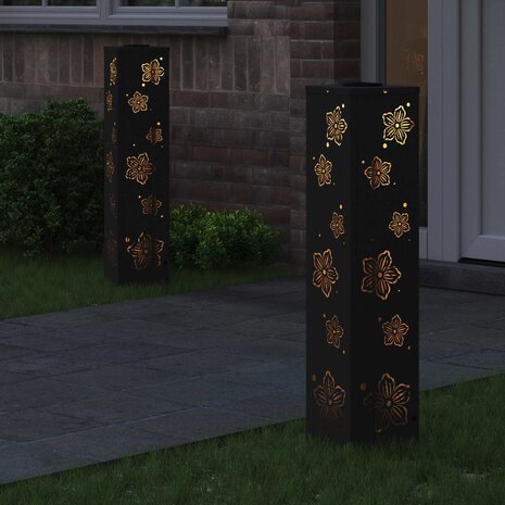 Solar LED Padverlichting 2 pcs Zwart Koudgewalst staal 3