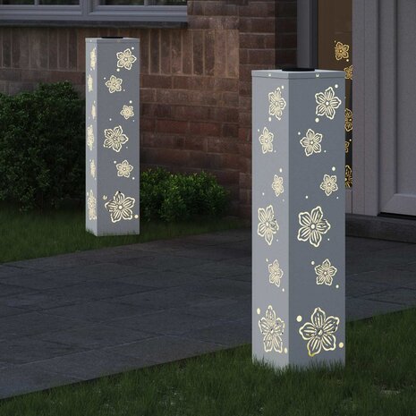 Solar LED Padverlichting 2 pcs Wit Koudgewalst staal 3