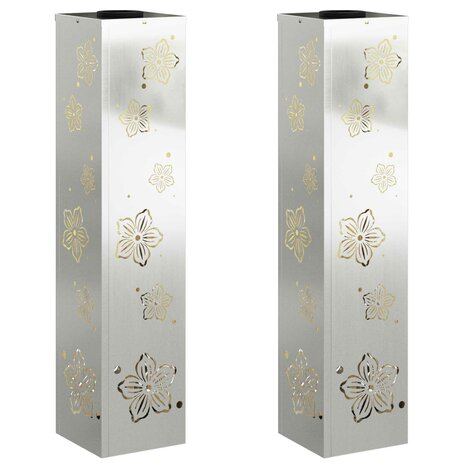 Solar LED Padverlichting 2 pcs Zilver Gegalvaniseerd staal 2