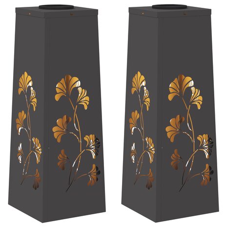 Solar LED Padverlichting 2 pcs Zwart Koudgewalst staal 2