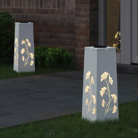 Solar LED Padverlichting 2 pcs Wit Koudgewalst staal 3