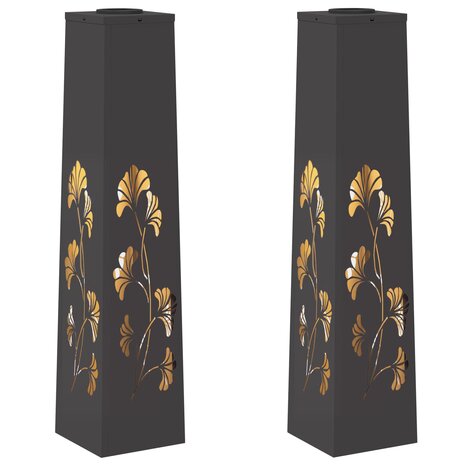 Solar LED Padverlichting 2 pcs Zwart Koudgewalst staal 2