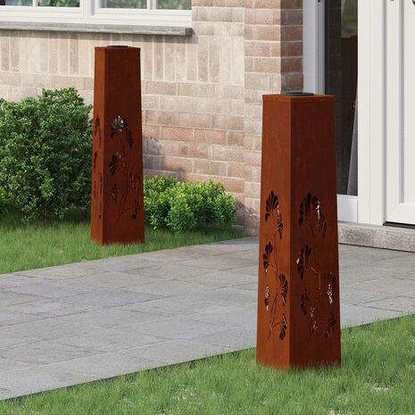 Solar LED Padverlichting 2 pcs Roestig Cortenstaal 1