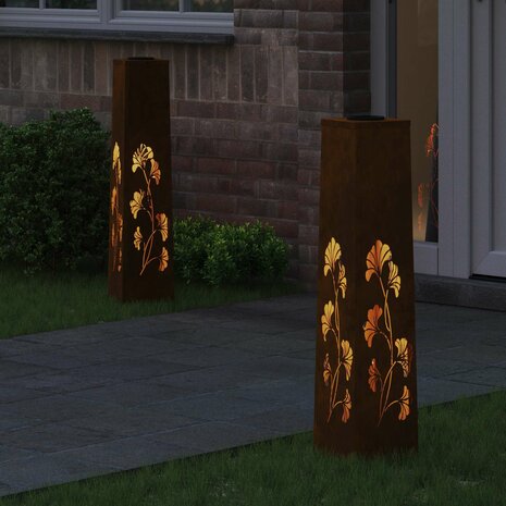 Solar LED Padverlichting 2 pcs Roestig Cortenstaal 3