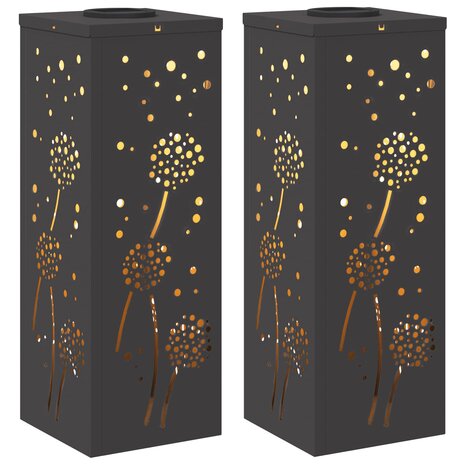 Solar LED Padverlichting 2 pcs Zwart Koudgewalst staal 2