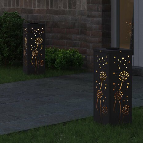 Solar LED Padverlichting 2 pcs Zwart Koudgewalst staal 3