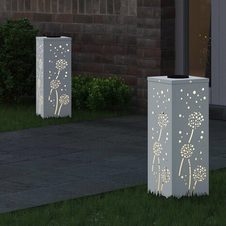 Solar LED Padverlichting 2 pcs Wit Koudgewalst staal 3