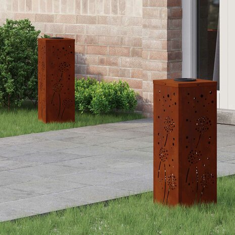 Solar LED Padverlichting 2 pcs Roestig Cortenstaal 1