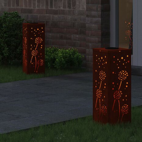 Solar LED Padverlichting 2 pcs Roestig Cortenstaal 3