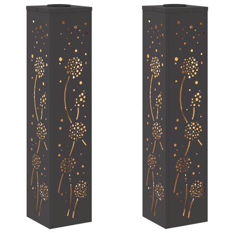 Solar LED Padverlichting 2 pcs Zwart Koudgewalst staal 2