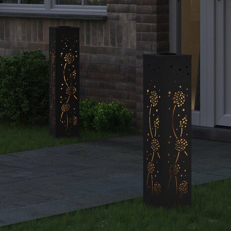 Solar LED Padverlichting 2 pcs Zwart Koudgewalst staal 3