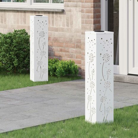 Solar LED Padverlichting 2 pcs Wit Koudgewalst staal 1
