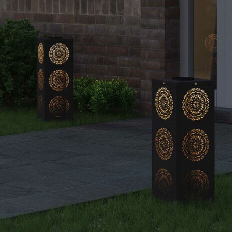 Solar LED Padverlichting 2 pcs Zwart Koudgewalst staal 3