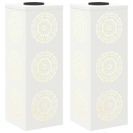 Solar LED Padverlichting 2 pcs Wit Koudgewalst staal 2