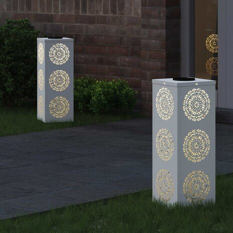 Solar LED Padverlichting 2 pcs Wit Koudgewalst staal 3