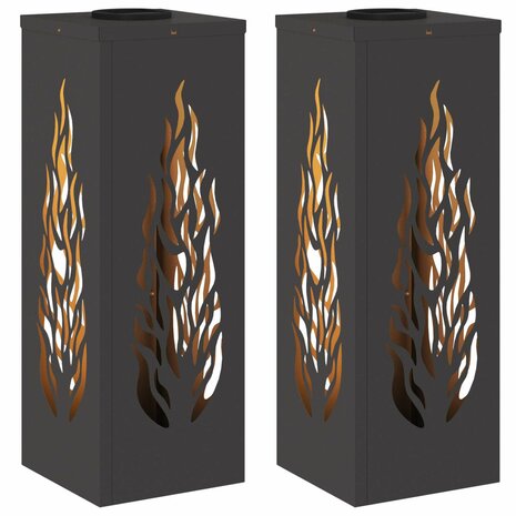 Solar LED Padverlichting 2 pcs Zwart Koudgewalst staal 2