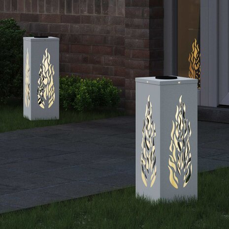 Solar LED Padverlichting 2 pcs Wit Koudgewalst staal 3