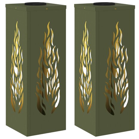 Solar LED Padverlichting 2 pcs Olijf Groen Koudgewalst staal 2