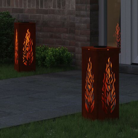 Solar LED Padverlichting 2 pcs Brons Cortenstaal 3