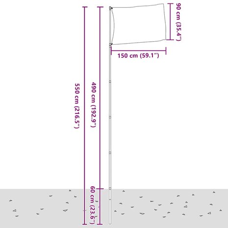 Vlag met vlaggenmast Duitsland 5,5 m aluminium 6
