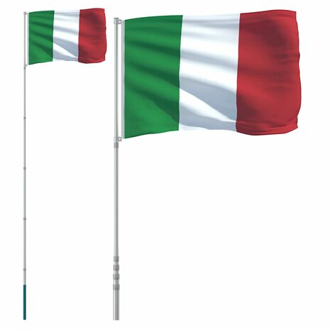 Vlag met vlaggenmast Itali&euml; 5,5 m aluminium 2