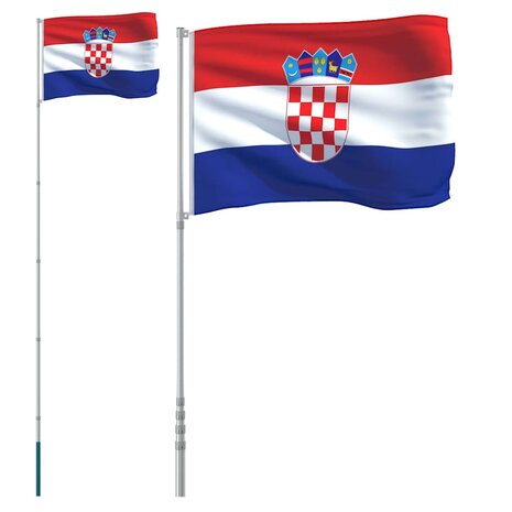 Vlag met vlaggenmast Kroati&euml; 5,5 m aluminium 2