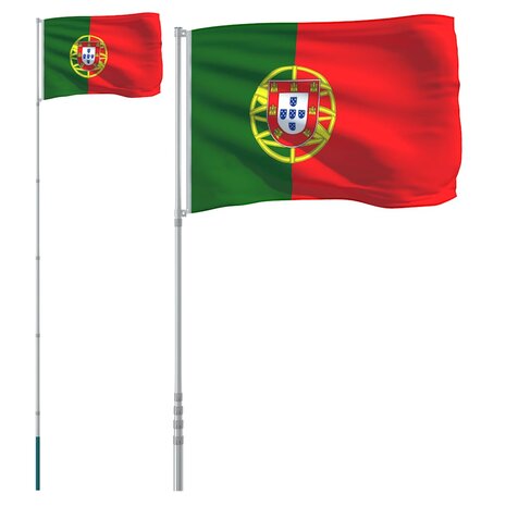 Vlag met vlaggenmast Portugal 5,5 m aluminium 2