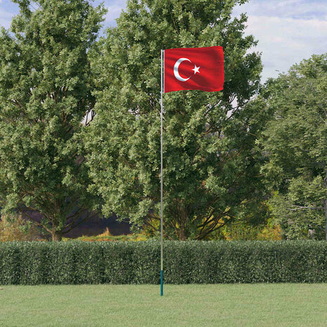 Vlag met vlaggenmast Turkije 5,5 m aluminium 1