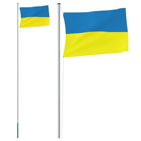 Vlag met vlaggenmast Oekra&iuml;ne 6,23 m aluminium 2