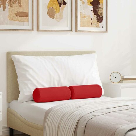 Bolster Kussens 2 stuks Rood &Oslash; 15 x 40 cm Stof 1