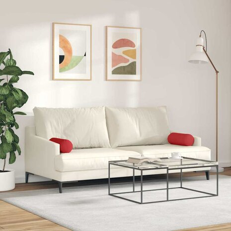 Bolster Kussens 2 stuks Rood &Oslash; 15 x 40 cm Stof 4