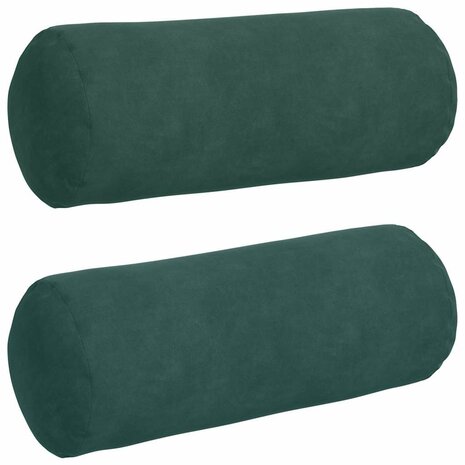 Bolster Kussens 2 stuks Donkergroen &Oslash; 15 x 40 cm Cordstof 2