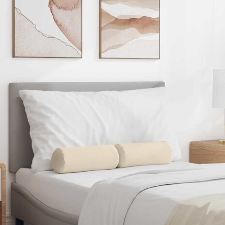 Bolster Kussens 2 stuks Beige &Oslash; 15 x 40 cm Microvezel Stof 1