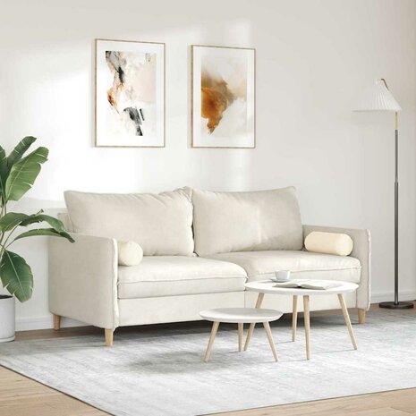 Bolster Kussens 2 stuks Cr&egrave;me &Oslash; 15 x 40 cm Cordstof 4