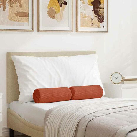 Bolster Kussens 2 stuks Rood-oranje &Oslash; 15 x 40 cm Cordstof 1
