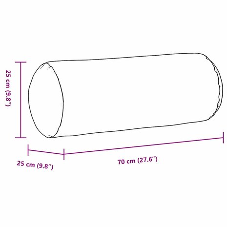 Bolster Kussens 2 stuks Zwart &Oslash; 25 x 70 cm Stof 9