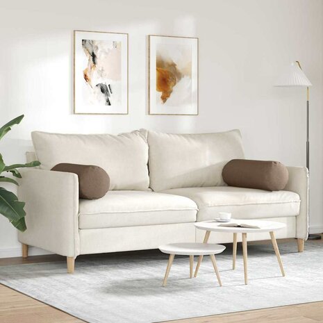 Bolster Kussens 2 stuks Bruin &Oslash; 25 x 70 cm Stof 4