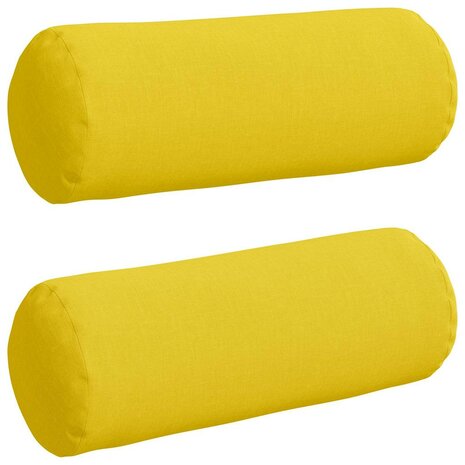 Bolster Kussens 2 stuks Lichtgeel &Oslash; 25 x 70 cm Stof 2