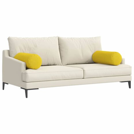 Bolster Kussens 2 stuks Lichtgeel &Oslash; 25 x 70 cm Stof 3