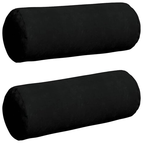 Bolster Kussens 2 stuks Zwart &Oslash; 25 x 70 cm Microvezel Stof 2