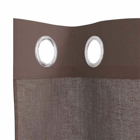 Gordijnen voile met doorvoertules 2 st 140x300 cm bruin 5
