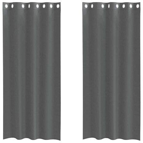 Gordijnen voile met doorvoertules 2 st 140x225 cm donkergrijs 2