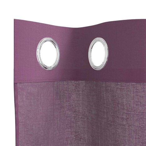 Gordijnen voile met doorvoertules 2 st 140x245 cm paars 5