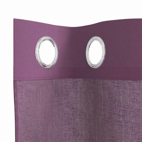 Gordijnen voile met doorvoertules 2 st 140x300 cm paars 5
