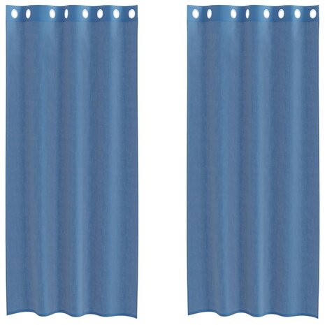 Gordijnen voile met doorvoertules 2 st koningsblauw 2