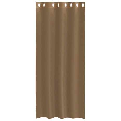 Gordijnen voile met doorvoertules 2 st lichtbruin 4