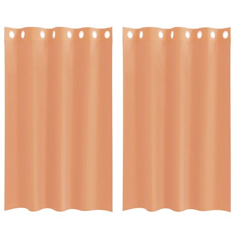 Gordijnen voile met doorvoertules 2 st terracotta 2