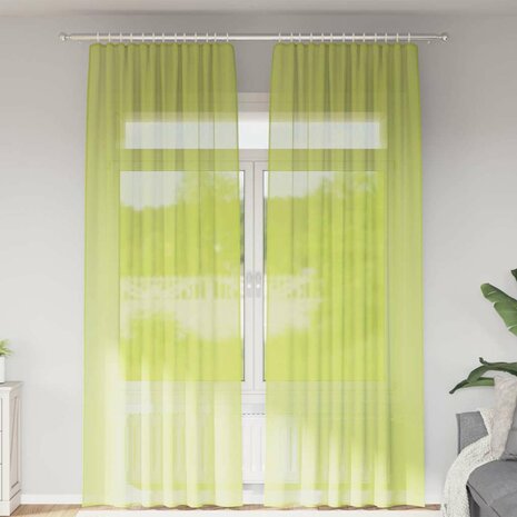 Gordijnen voile met roedezakken 2 st appelgroen 1
