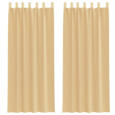 Gordijnen voile met roedezakken 2 st zand 2
